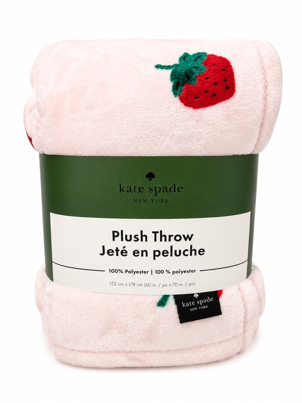 kate spade Pink Plush Throw with Strawberry Motif